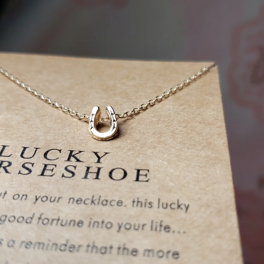 Lucky Horseshoe Necklace Horse Cowgirl Western Country Vaquera Dainty Minimalist - Picture 8 of 13